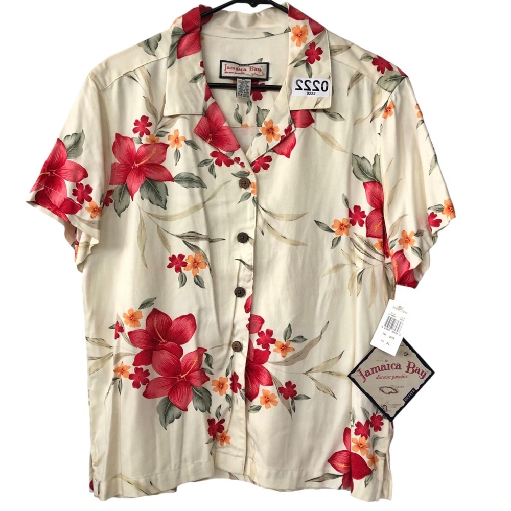 (0222) Jamaica Bay Floral Button-Up Short Sleeve Shirt
